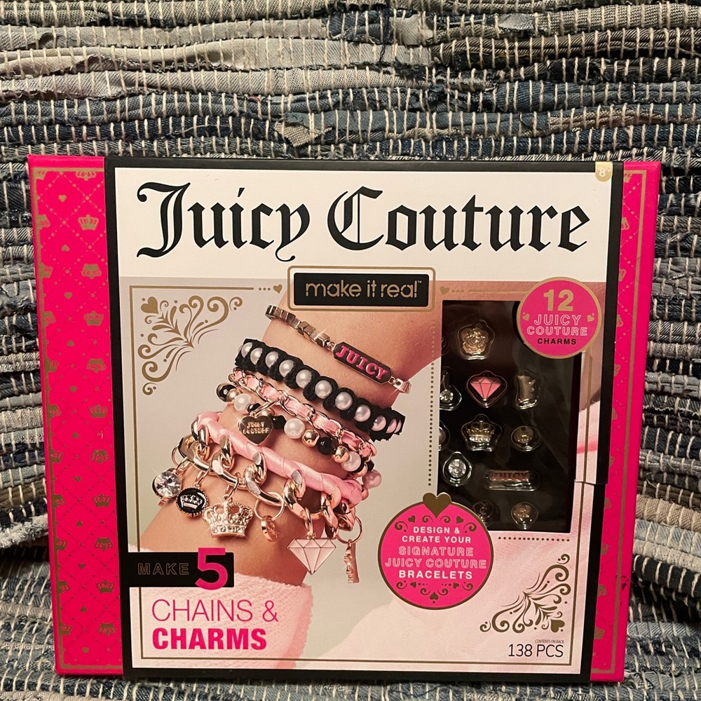 Juicy Couture Charm Bracelet Kit with Pink and Gold Accents
